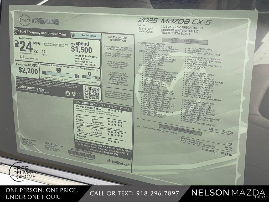 new 2025 Mazda CX-5 car, priced at $37,720