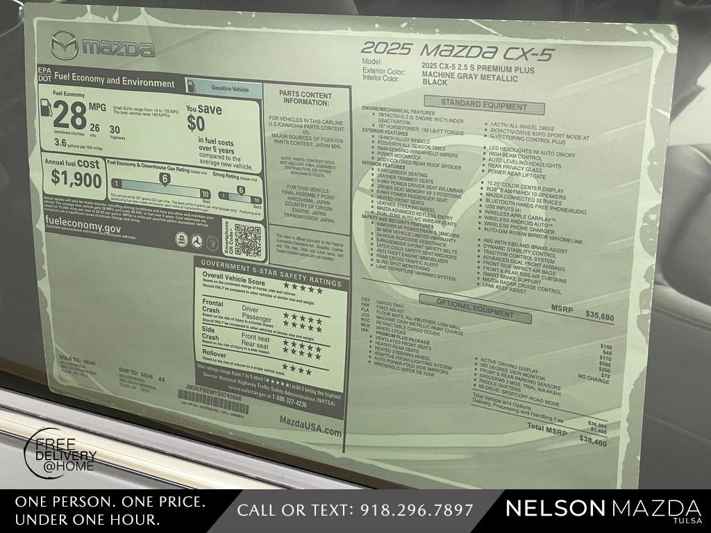 new 2025 Mazda CX-5 car, priced at $37,460