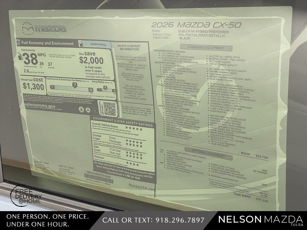 new 2026 Mazda CX-50 car, priced at $36,218