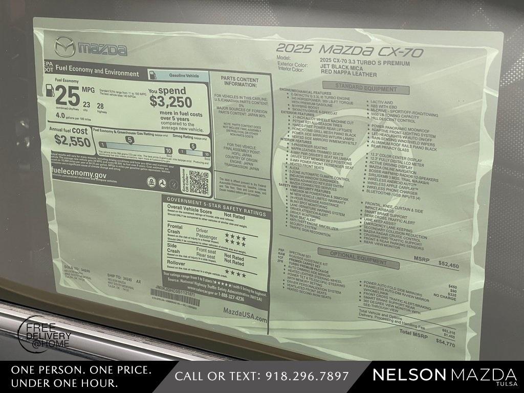 new 2025 Mazda CX-70 car, priced at $53,286