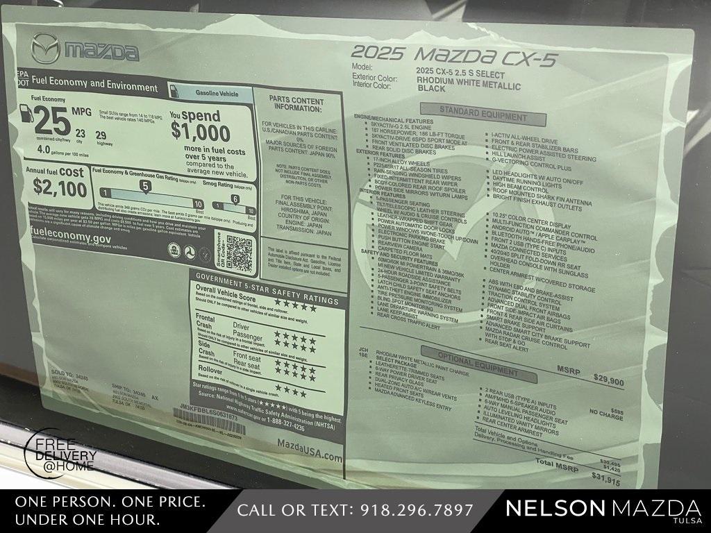 new 2025 Mazda CX-5 car, priced at $31,315