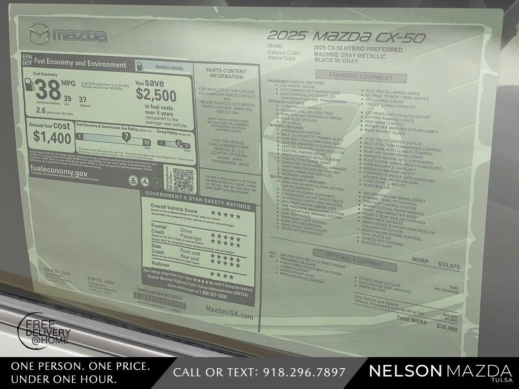 new 2025 Mazda CX-50 Hybrid car, priced at $35,071