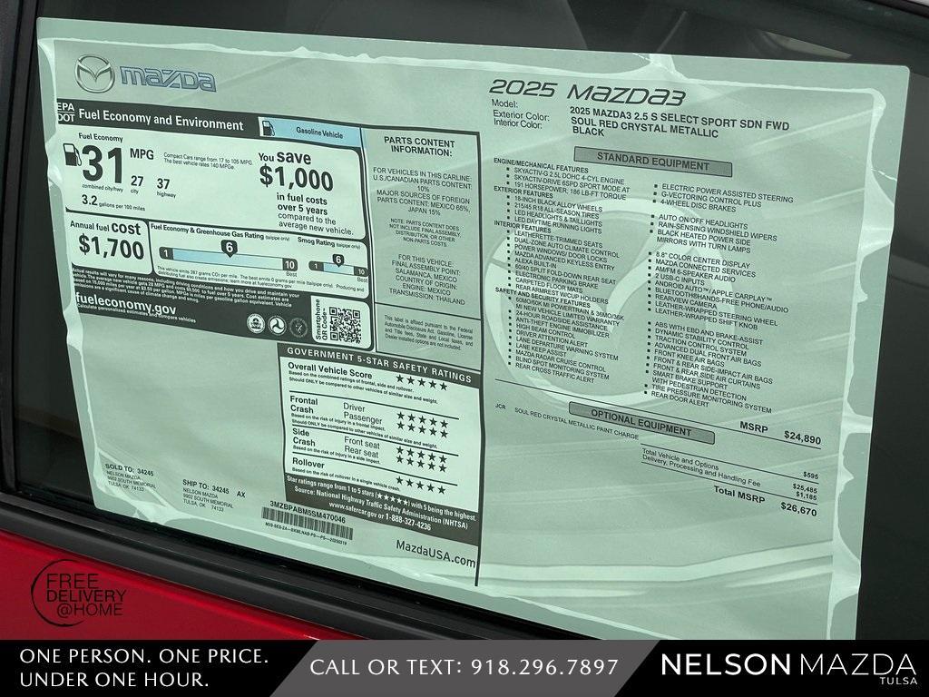 new 2025 Mazda Mazda3 car, priced at $26,470