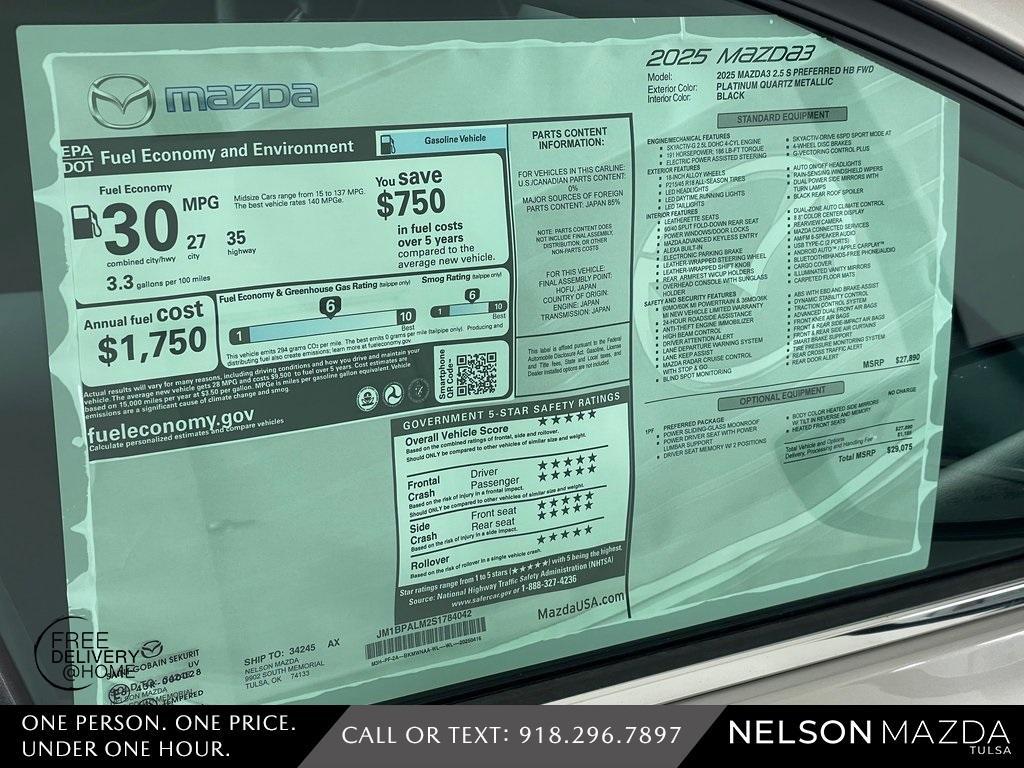 new 2025 Mazda Mazda3 car, priced at $29,075