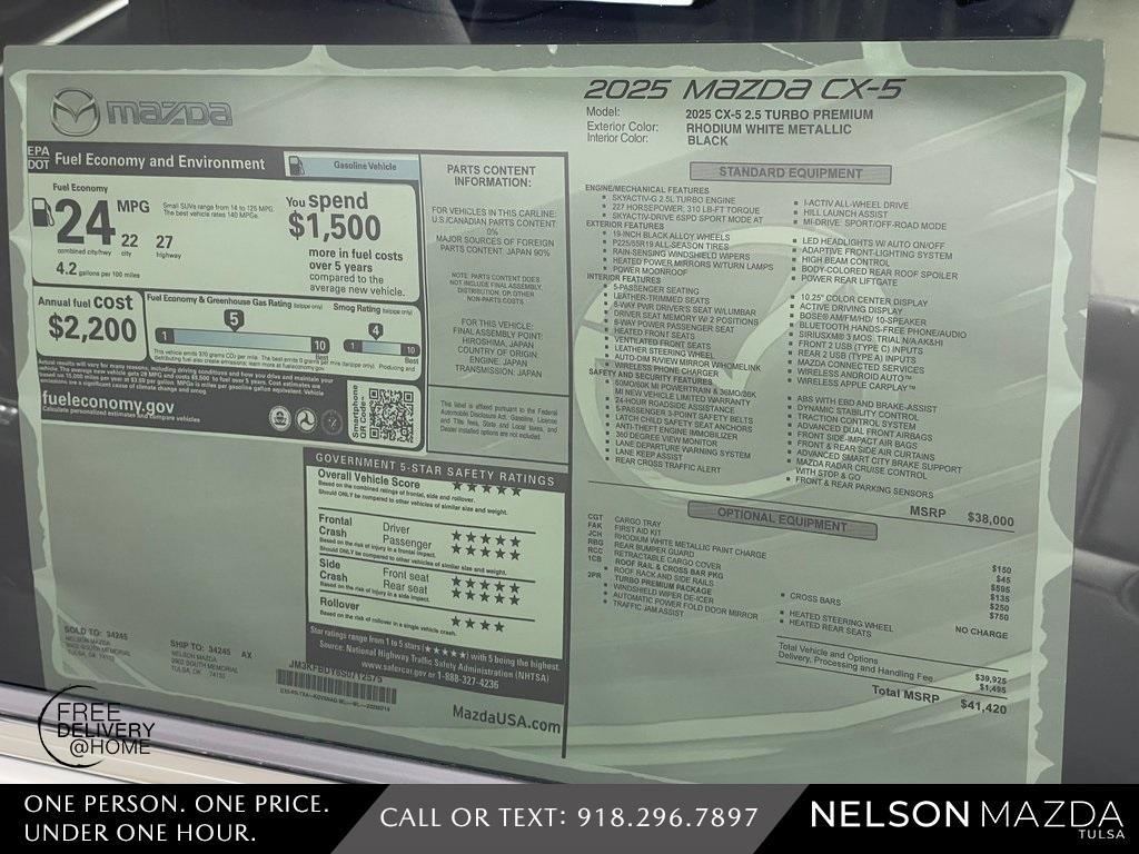 new 2025 Mazda CX-5 car, priced at $40,920