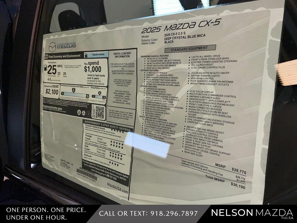 new 2025 Mazda CX-5 car, priced at $29,890