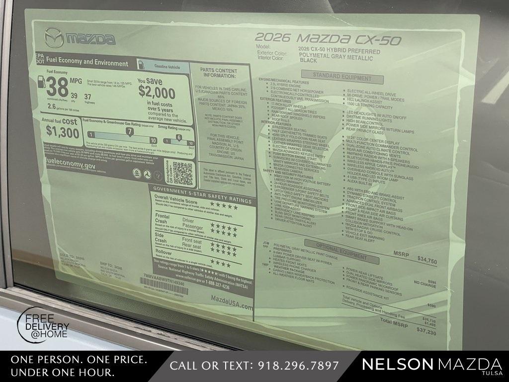 new 2026 Mazda CX-50 car, priced at $36,730