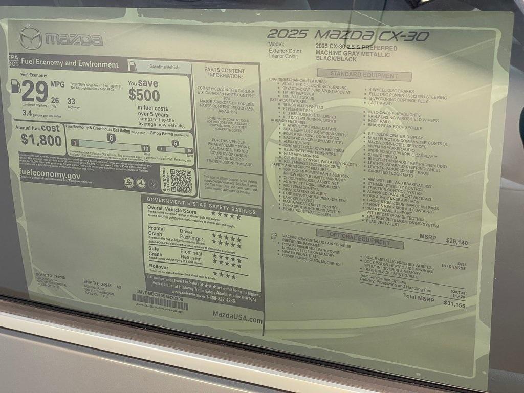 new 2025 Mazda CX-30 car, priced at $29,855