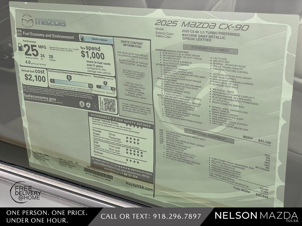 new 2025 Mazda CX-90 car, priced at $40,615