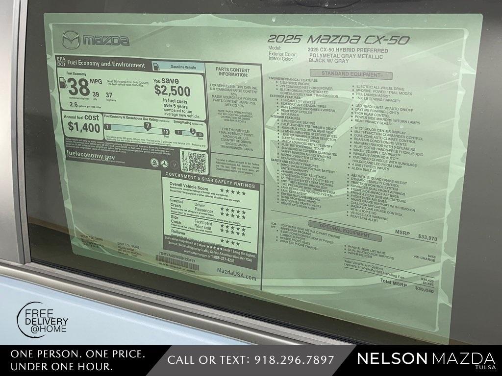 new 2025 Mazda CX-50 Hybrid car, priced at $34,942
