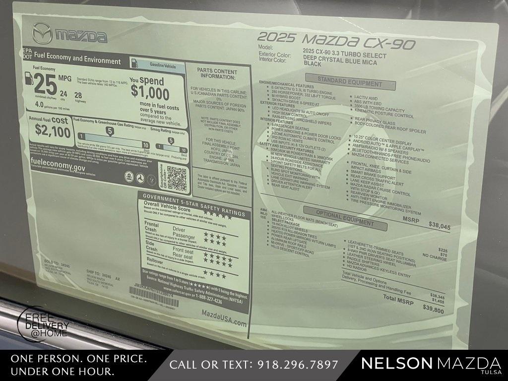 new 2025 Mazda CX-90 car, priced at $37,789