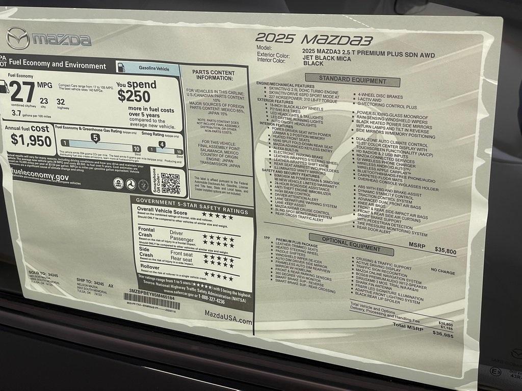new 2025 Mazda Mazda3 car, priced at $36,090