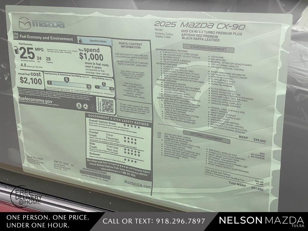 new 2025 Mazda CX-90 car, priced at $50,250
