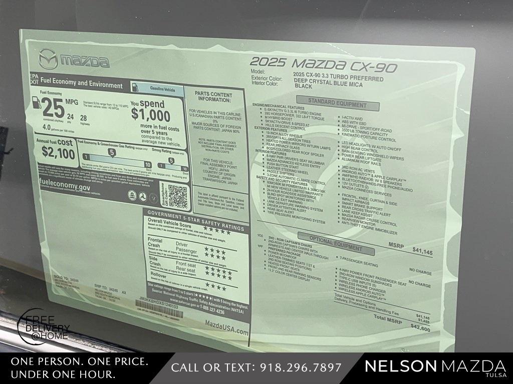 new 2025 Mazda CX-90 car, priced at $41,300