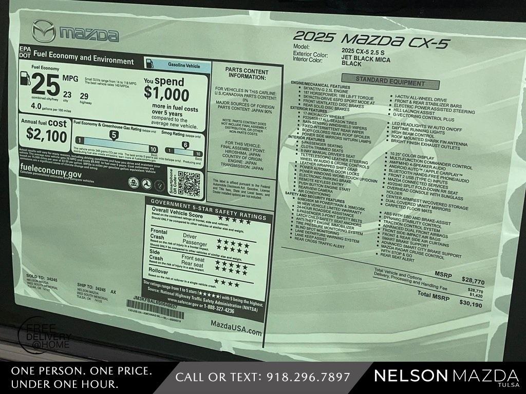 new 2025 Mazda CX-5 car, priced at $28,971