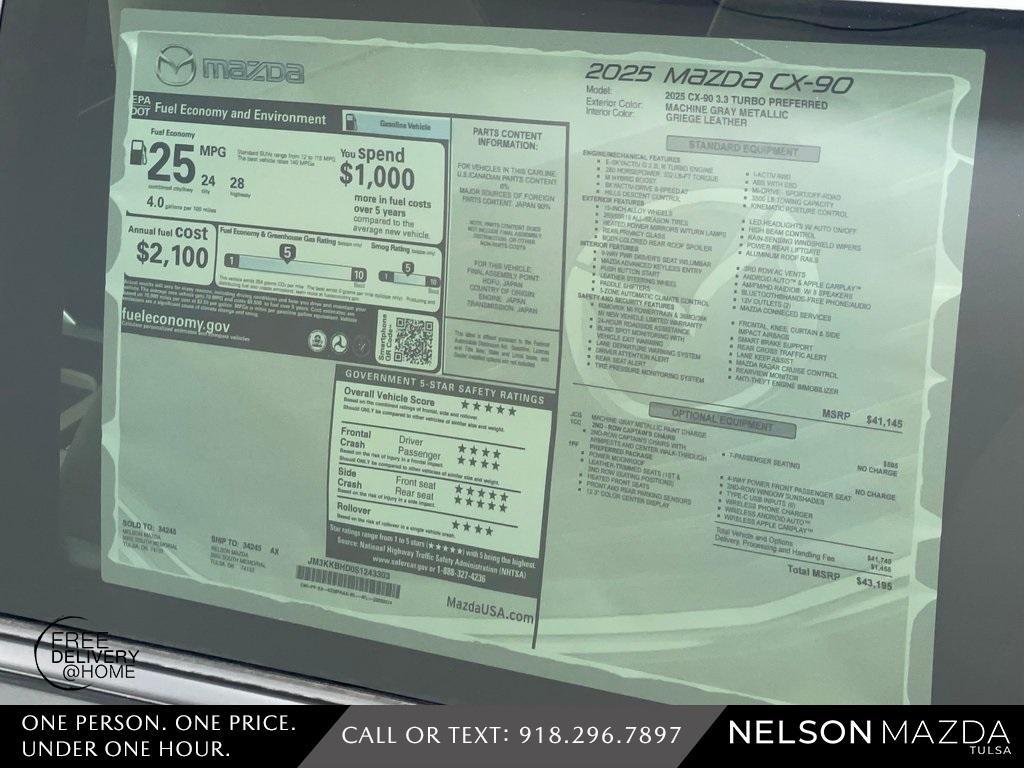 new 2025 Mazda CX-90 car, priced at $39,195