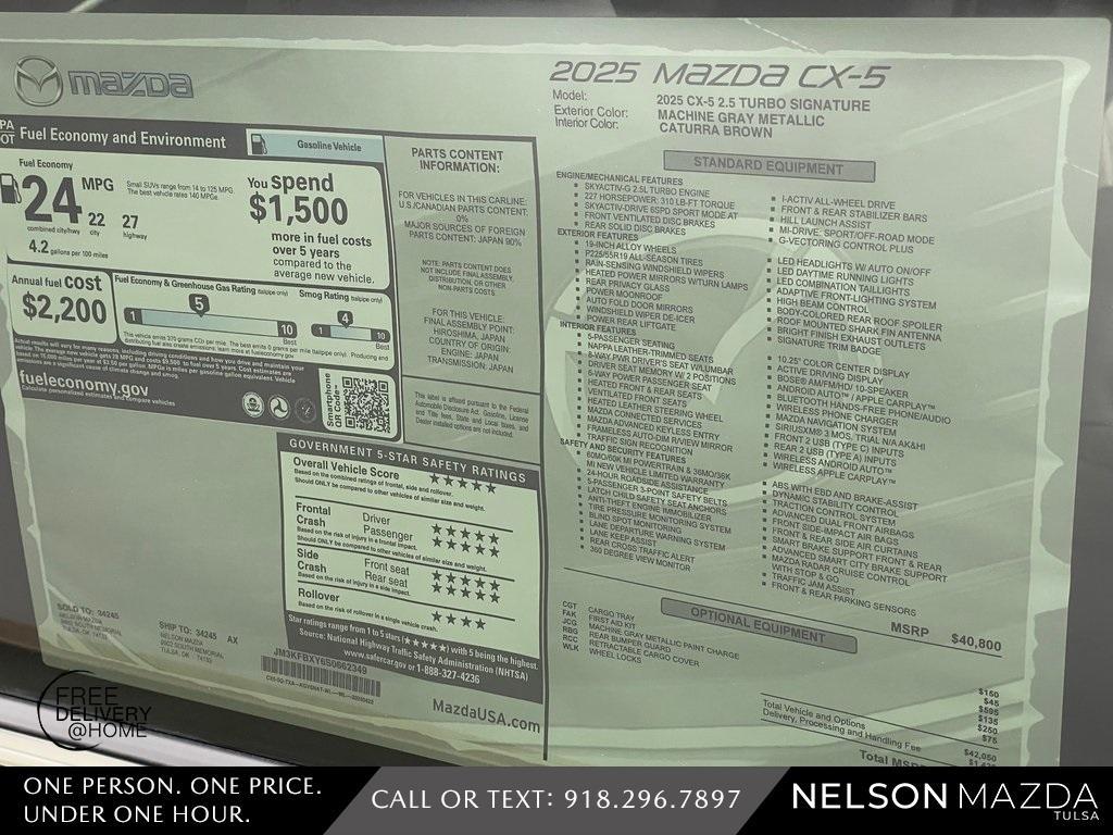 new 2025 Mazda CX-5 car, priced at $43,470