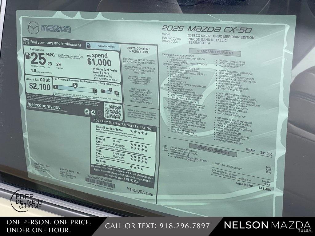 new 2025 Mazda CX-50 car, priced at $43,035