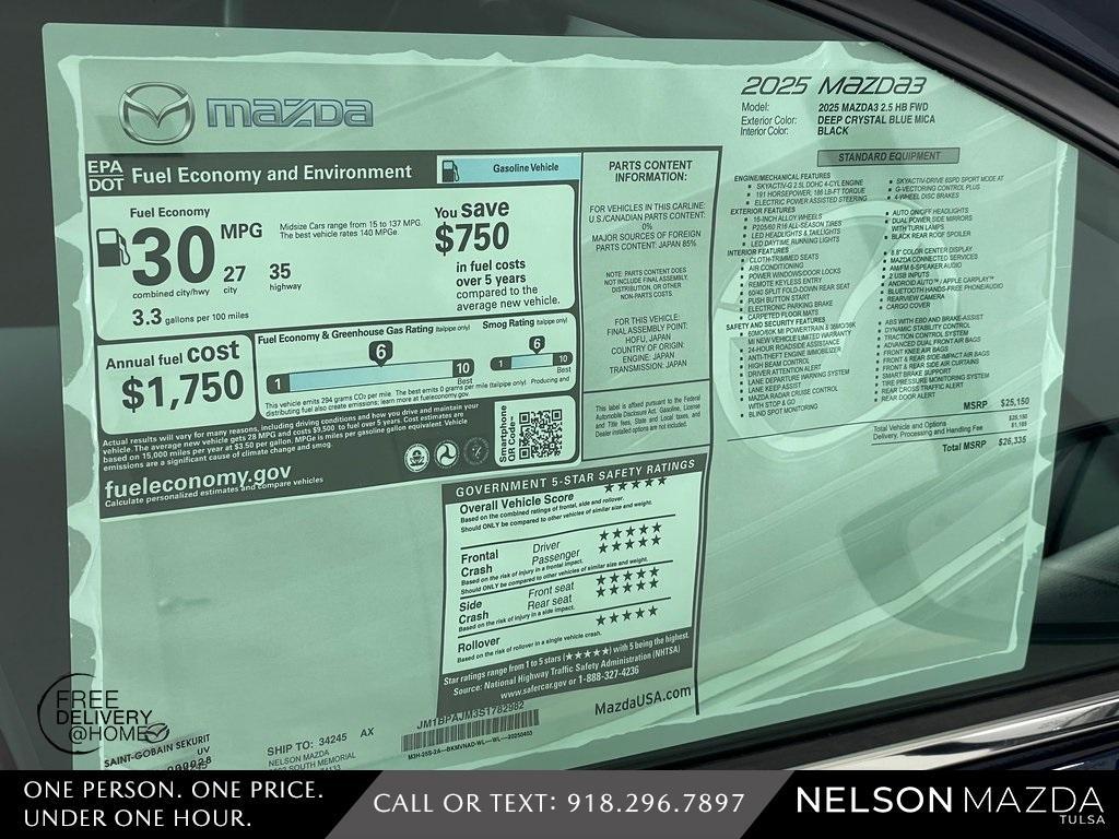 new 2025 Mazda Mazda3 car, priced at $26,335
