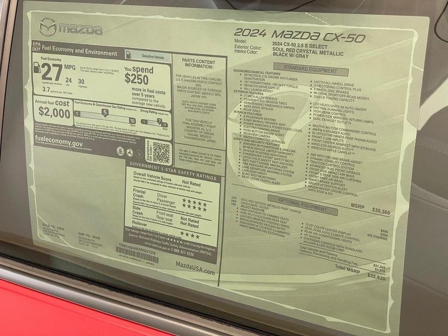 new 2024 Mazda CX-50 car, priced at $31,120