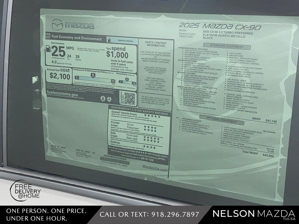 new 2025 Mazda CX-90 car, priced at $42,600