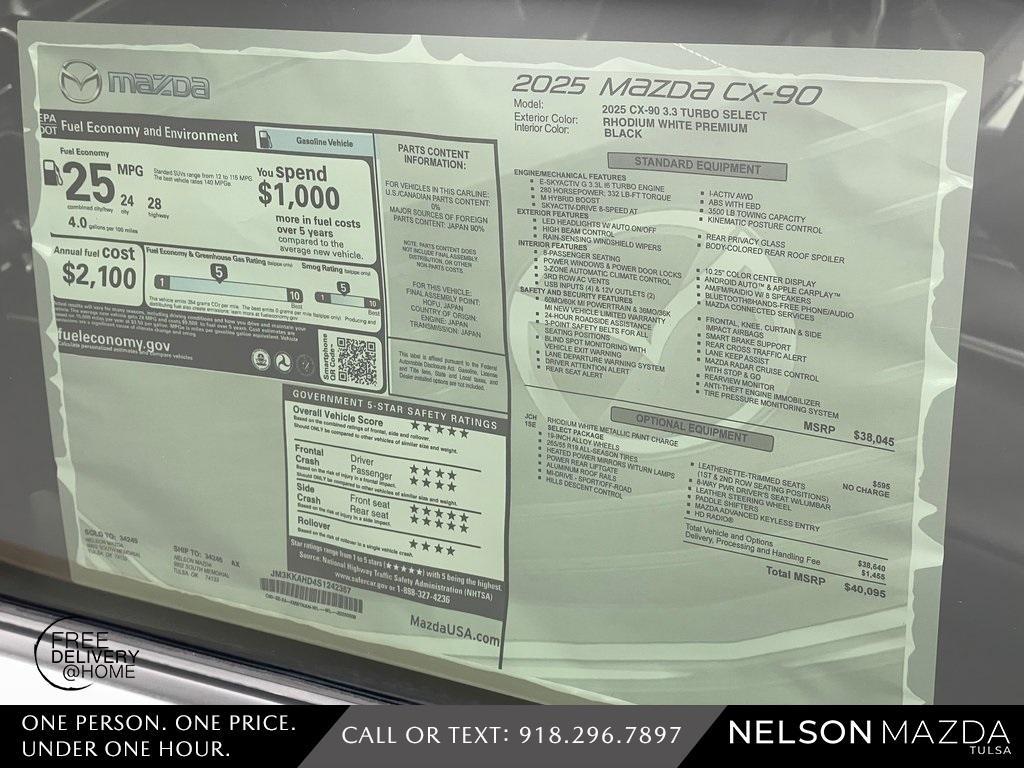new 2025 Mazda CX-90 car, priced at $39,095