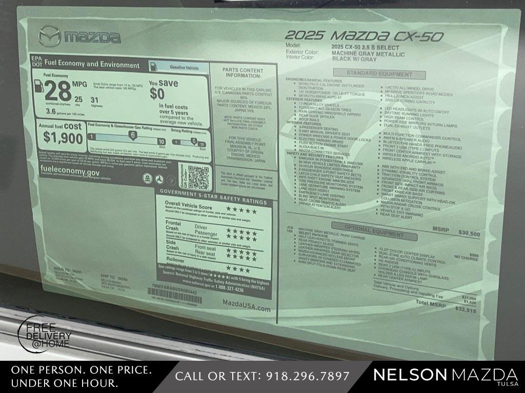 new 2025 Mazda CX-50 car, priced at $32,515