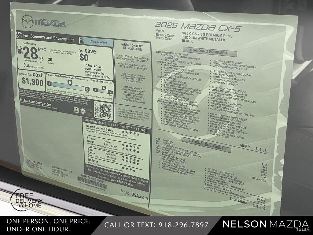 new 2025 Mazda CX-5 car, priced at $37,460