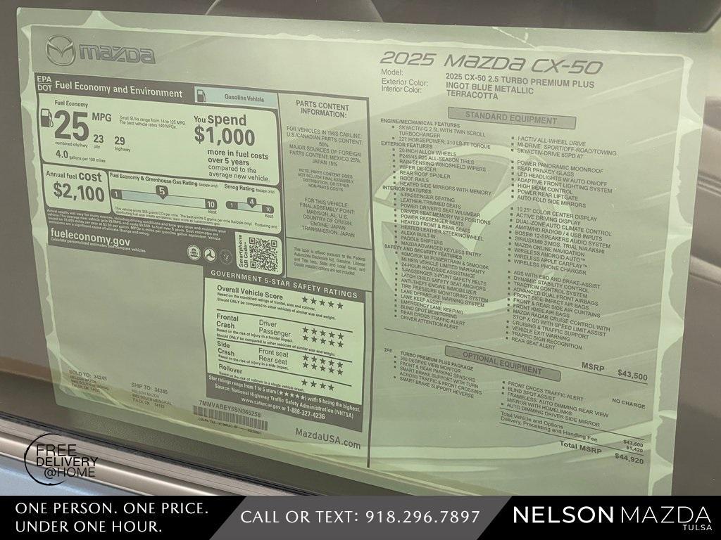 new 2025 Mazda CX-50 car, priced at $43,920