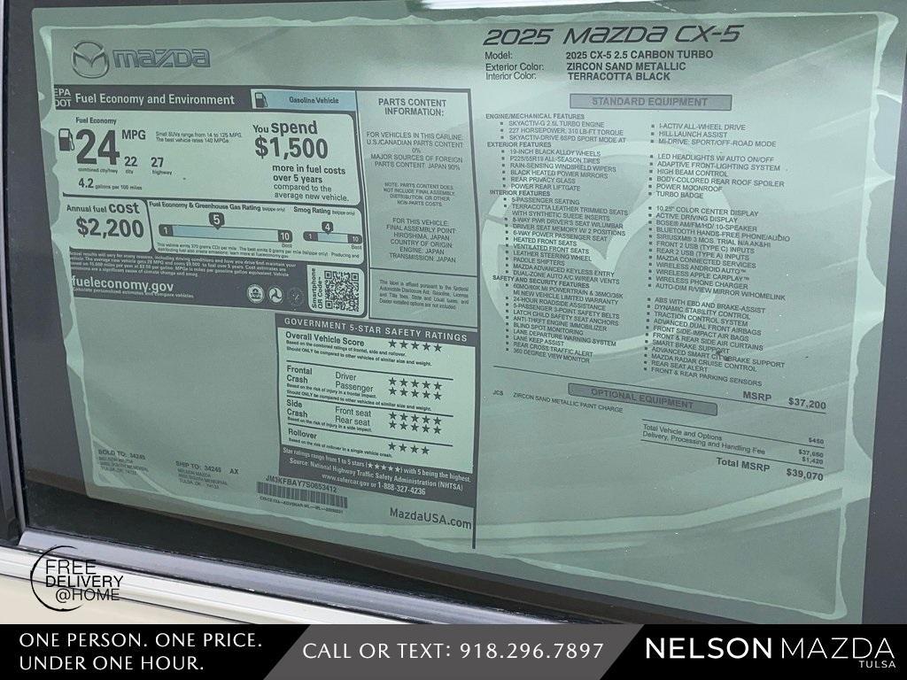 new 2025 Mazda CX-5 car, priced at $38,770