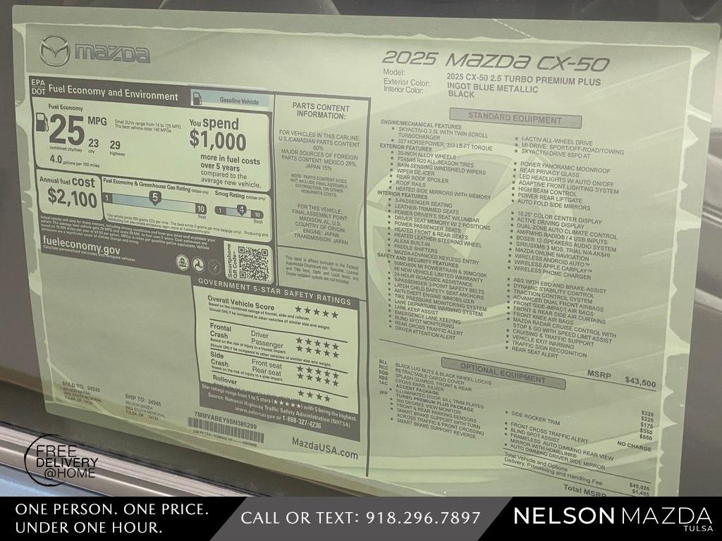 new 2025 Mazda CX-50 car, priced at $45,520