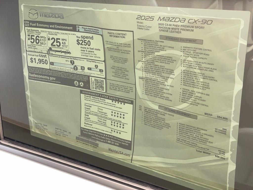 new 2025 Mazda CX-90 PHEV car, priced at $55,506