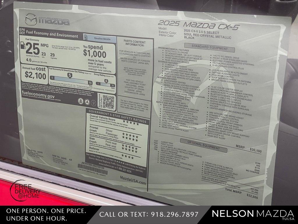new 2025 Mazda CX-5 car, priced at $31,555