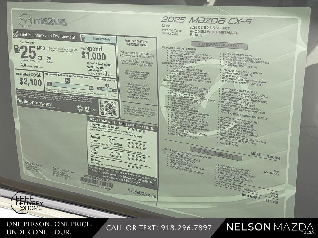 new 2025 Mazda CX-5 car, priced at $30,797