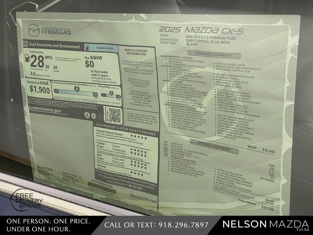 new 2025 Mazda CX-5 car, priced at $36,470