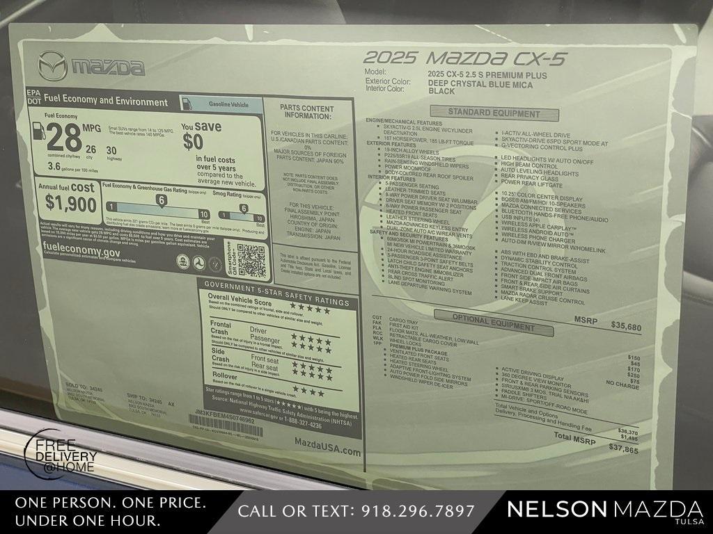 new 2025 Mazda CX-5 car, priced at $36,865