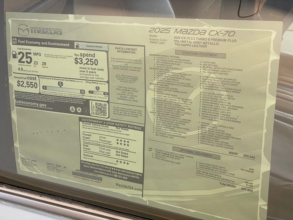 new 2025 Mazda CX-70 car, priced at $53,402