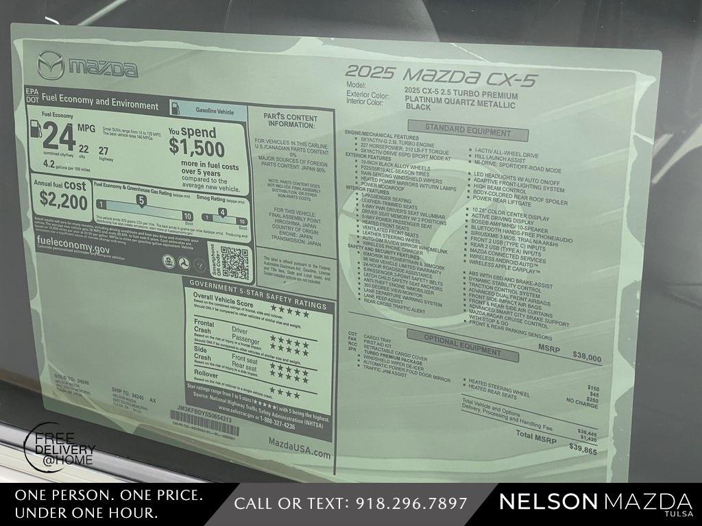 new 2025 Mazda CX-5 car, priced at $39,865
