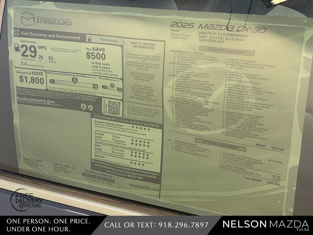 new 2025 Mazda CX-30 car, priced at $29,560
