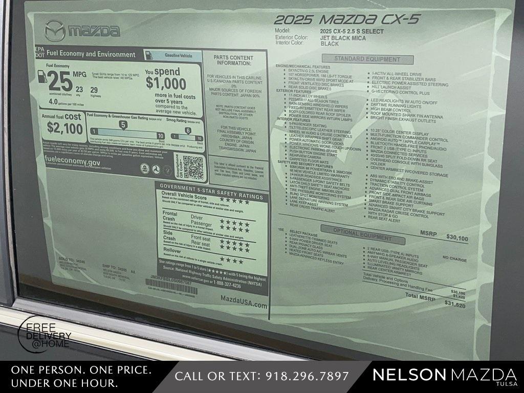 new 2025 Mazda CX-5 car, priced at $30,720