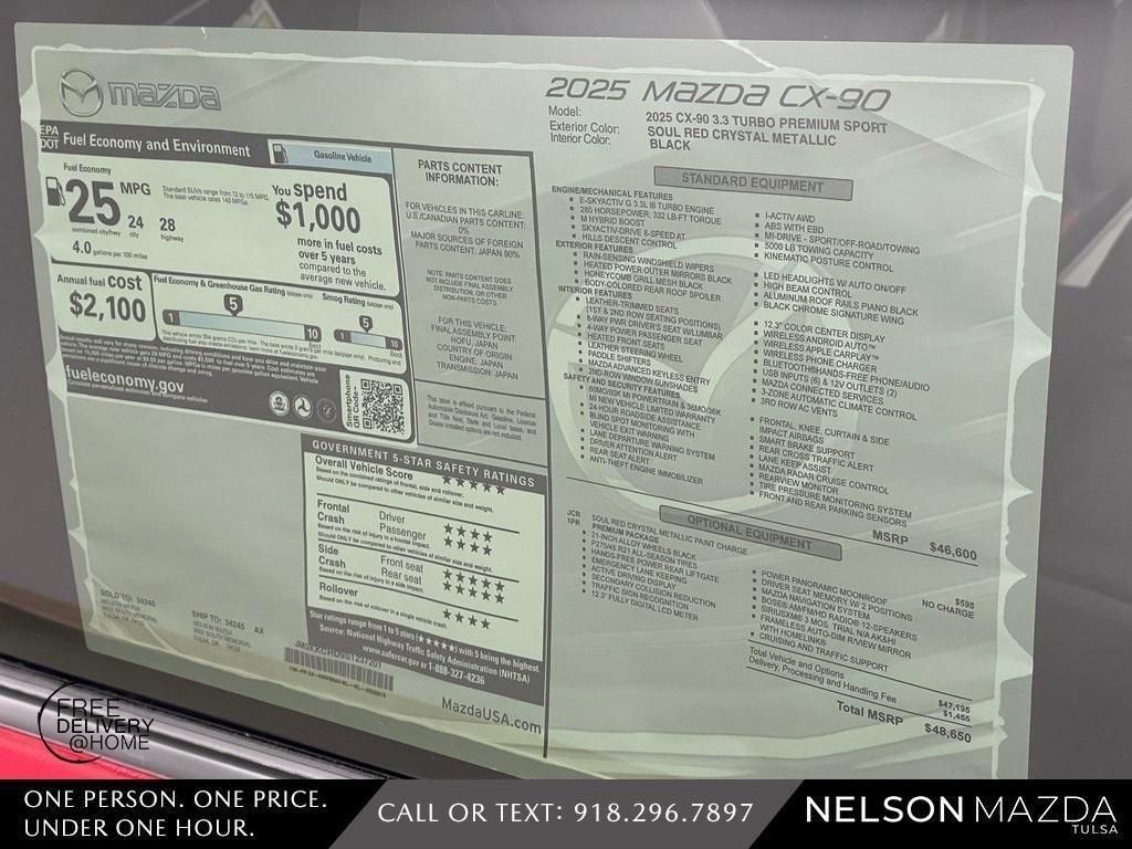 new 2025 Mazda CX-90 car, priced at $47,350