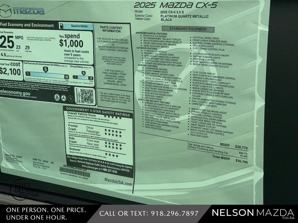new 2025 Mazda CX-5 car, priced at $28,971