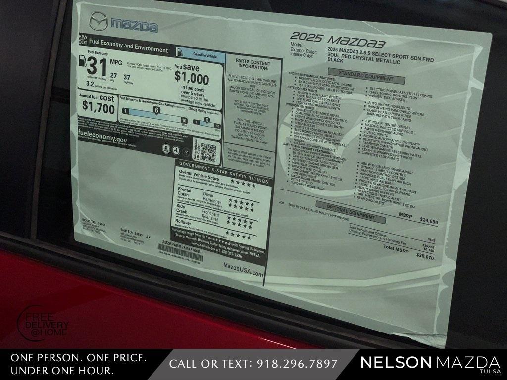 new 2025 Mazda Mazda3 car, priced at $26,670