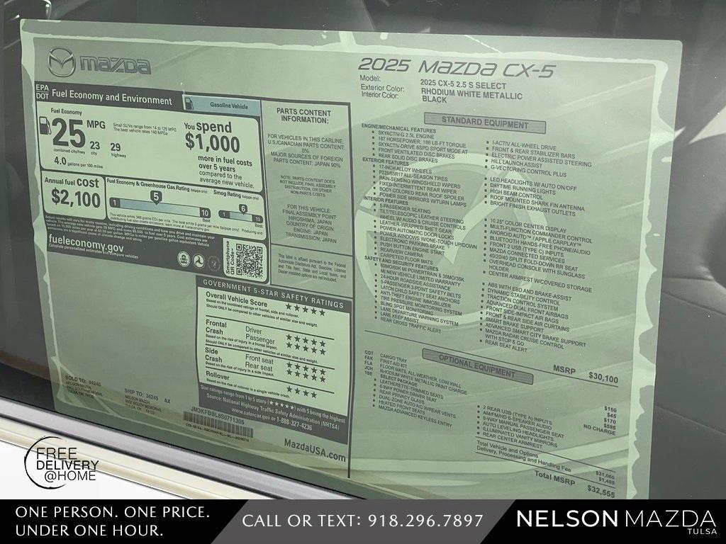 new 2025 Mazda CX-5 car, priced at $31,305