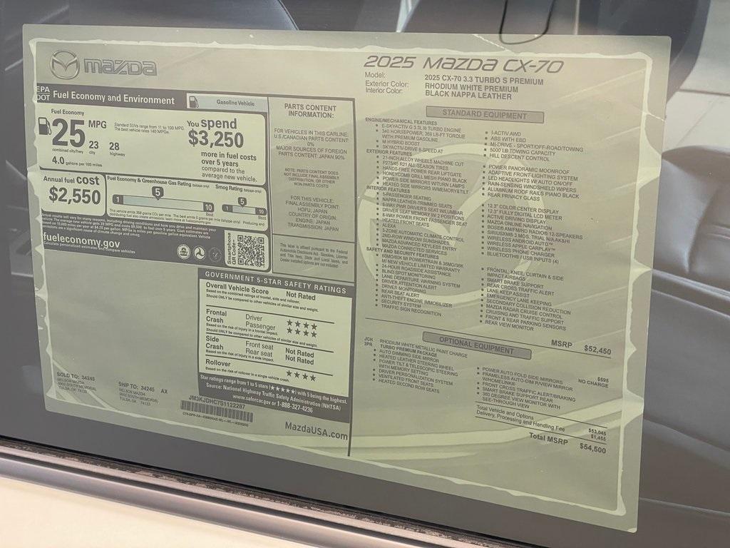 new 2025 Mazda CX-70 car, priced at $50,118