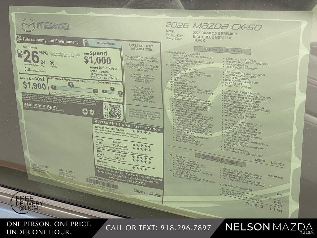 new 2026 Mazda CX-50 car, priced at $35,834