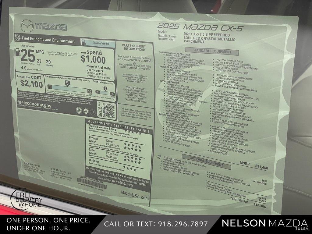 new 2025 Mazda CX-5 car, priced at $32,965