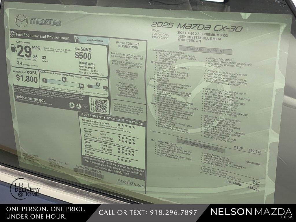 new 2025 Mazda CX-30 car, priced at $33,260