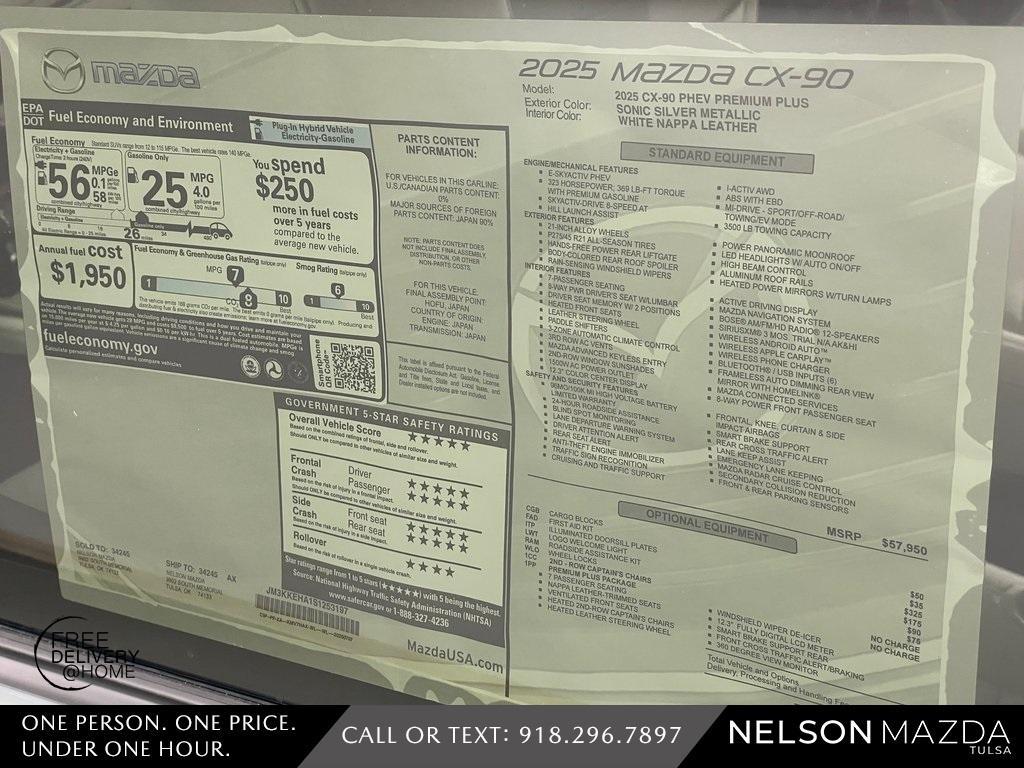 new 2025 Mazda CX-90 PHEV car, priced at $58,626