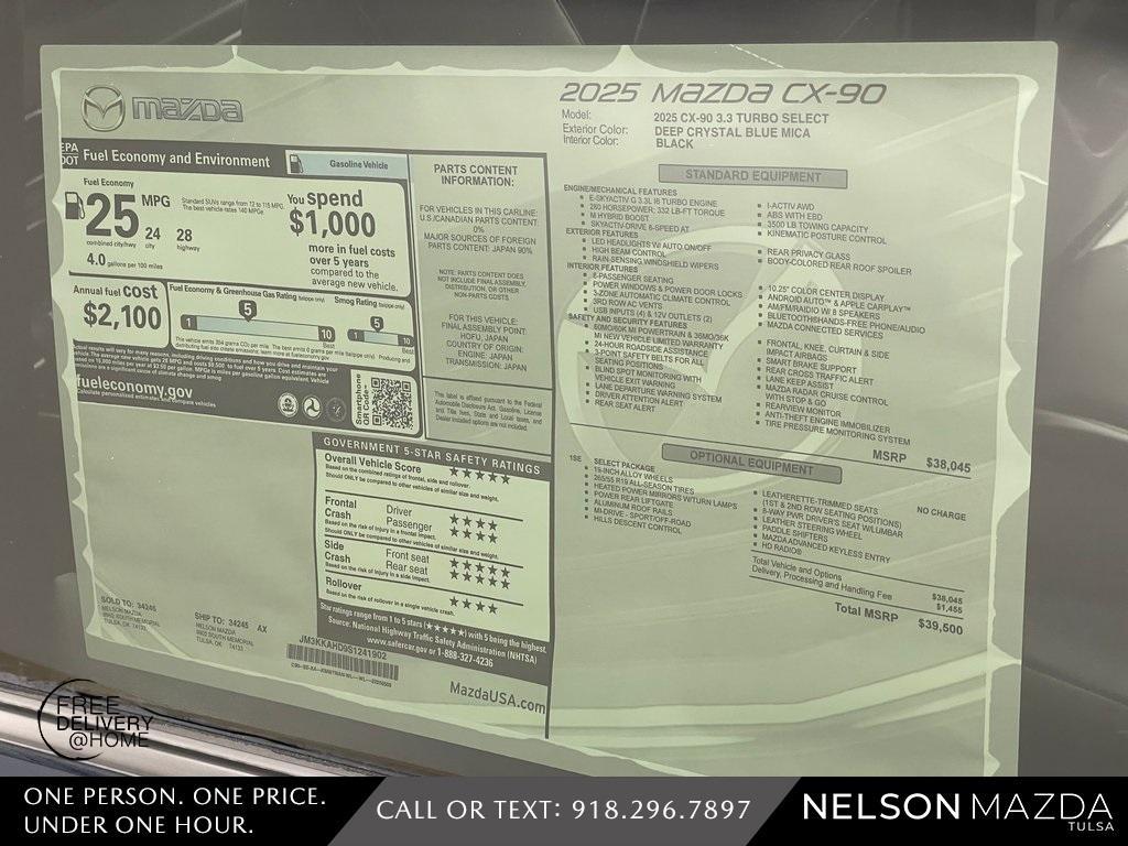 new 2025 Mazda CX-90 car, priced at $37,549